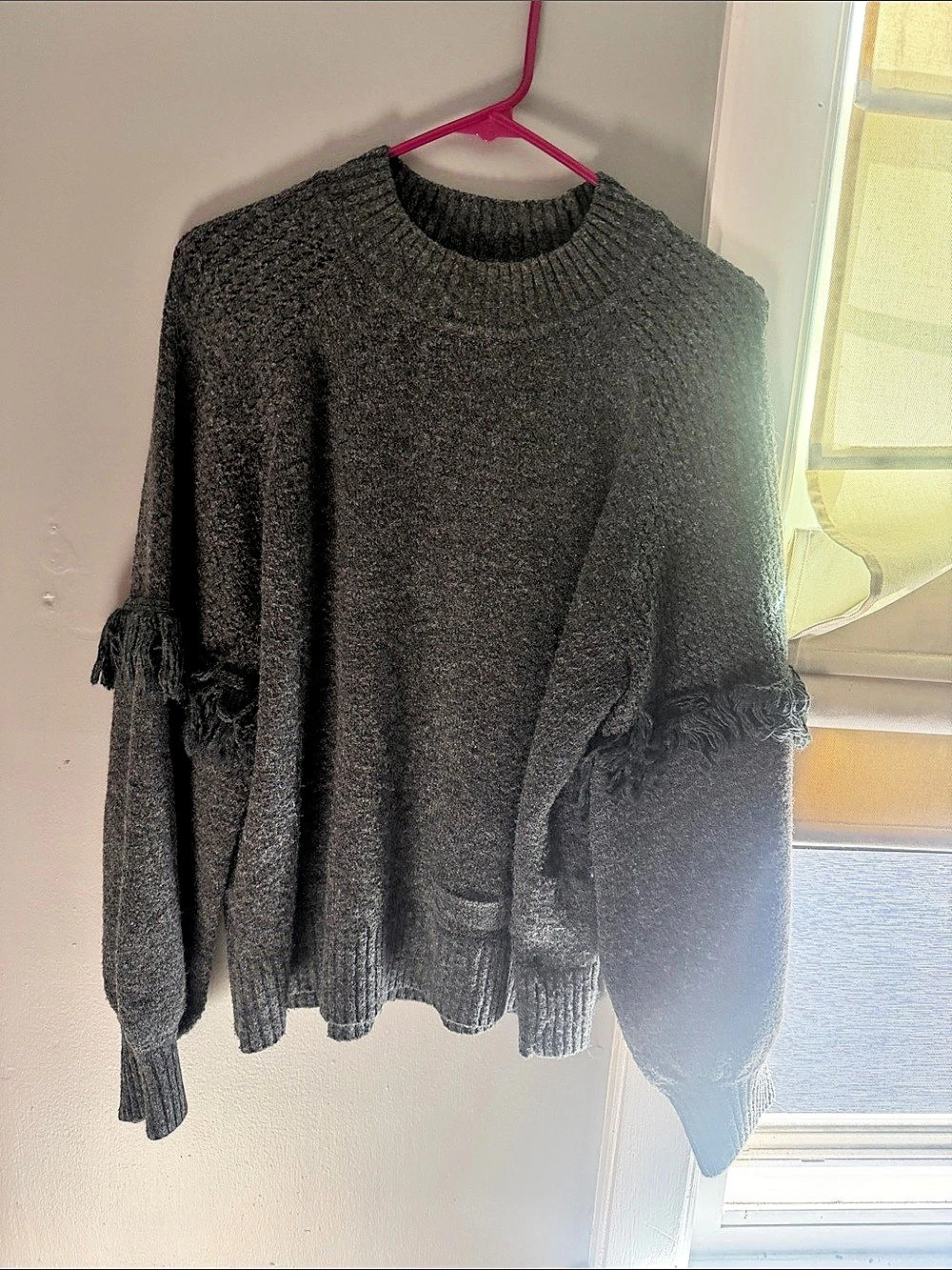 Lou & Grey Fringe Out Mock Neck Sweater Gray